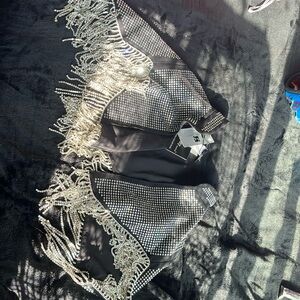 Black diamond  and fringe vest